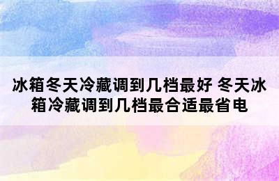 冰箱冬天冷藏调到几档最好 冬天冰箱冷藏调到几档最合适最省电